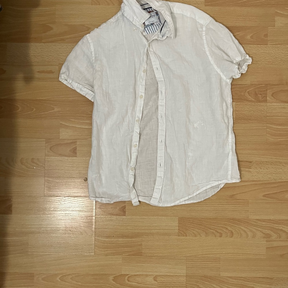 Denim & Flower White Casual Button Down Shirt